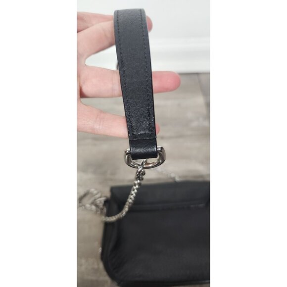 Lauren Ralph Lauren Black Mini Leather Crossbody Chain Shoulder Bag Purse - Picture 5 of 7